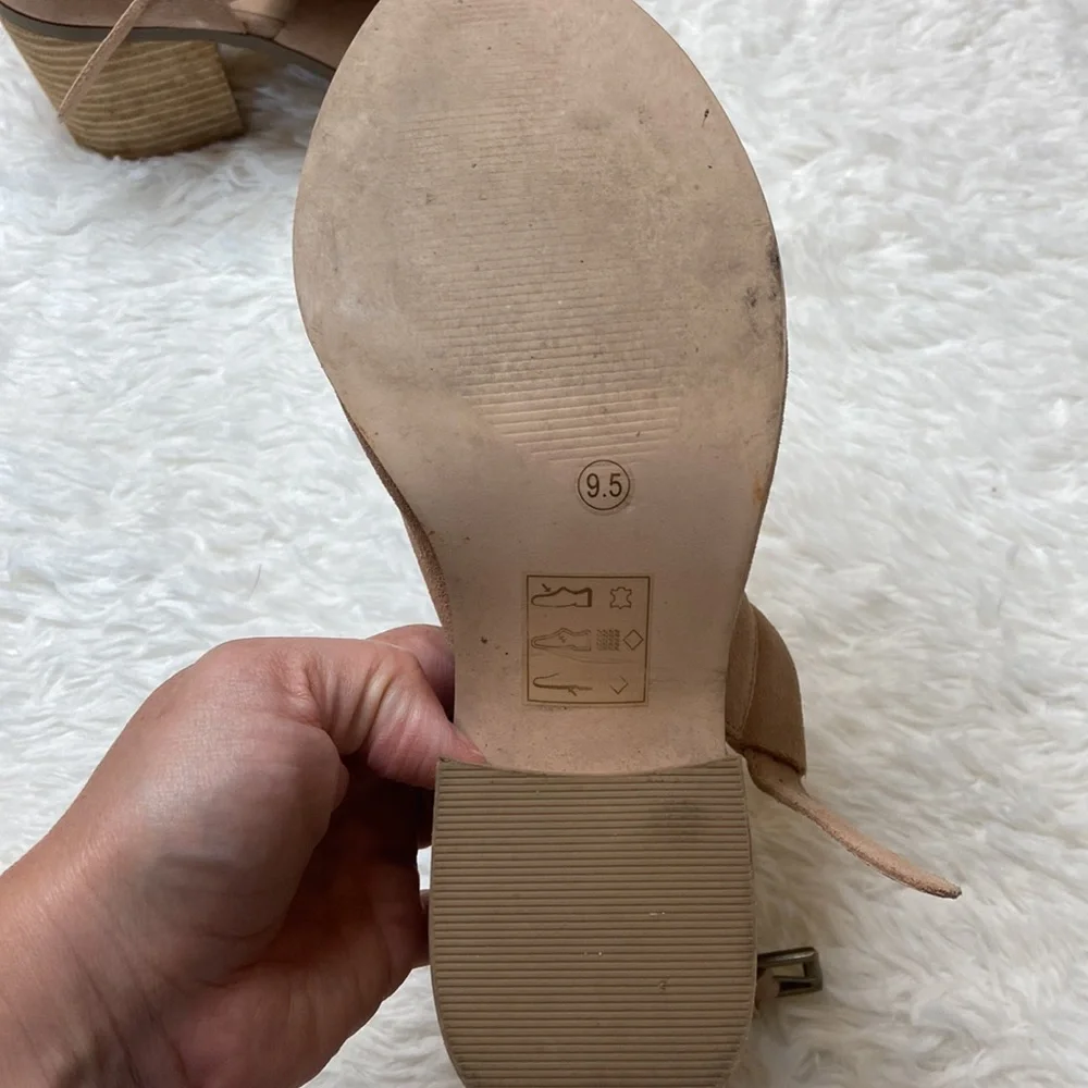 Sole Society Ferris Caramel Bootie Buckle Chunky Heel Peep Toe Shoes - Picture 11 of 11